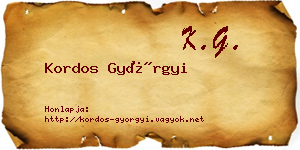 Kordos Györgyi névjegykártya